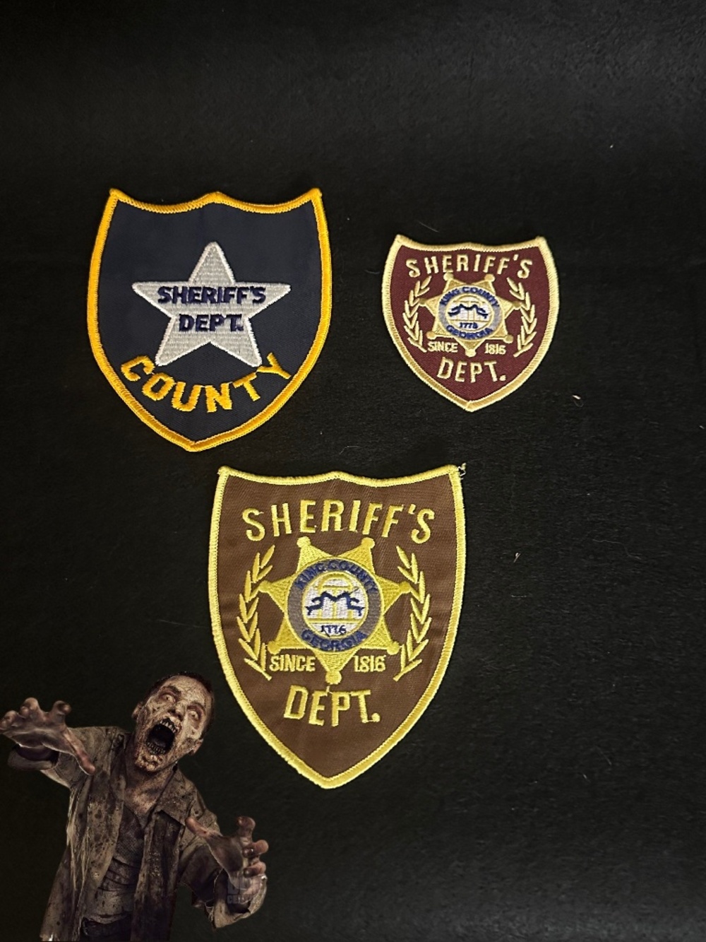 The Walking Dead Sheriff's Dept 3 Patches Gently worn From fictional King's Co